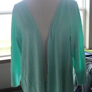 Maurices V Neck Cardigan Mint w/ white dots